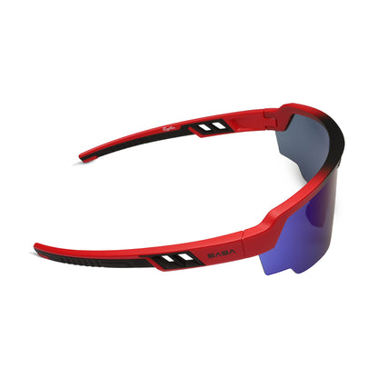 SASA Raptor Matte Red Frame Blue Revo Lens Sports Sunglasses