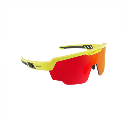 Raptor Neon Yellow Frame Red Revo Lens Sports Sunglasses for Cricket I Cycling I Marathon