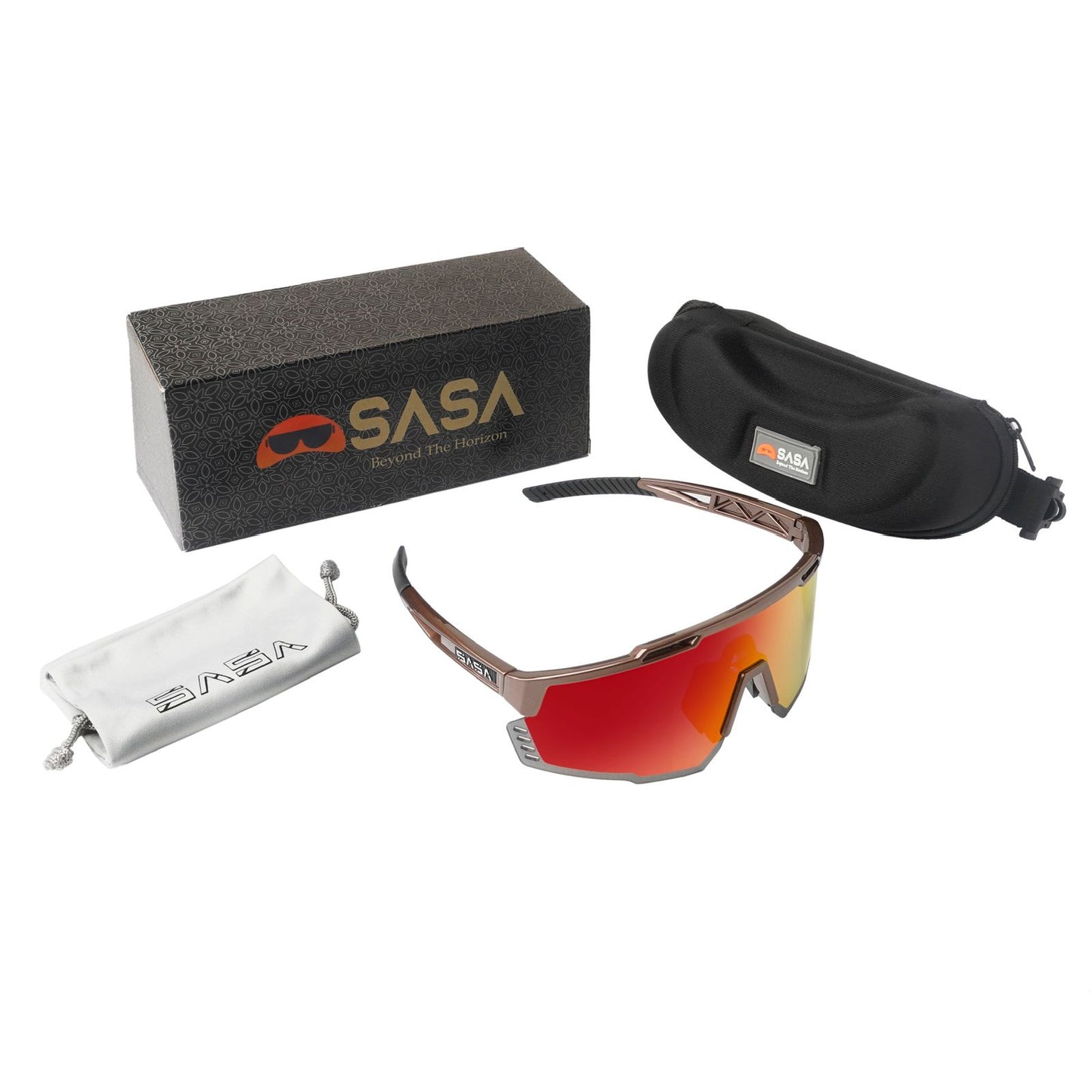 SASA Mercury Copper Frame Red Revo Lens Sports Sunglasses