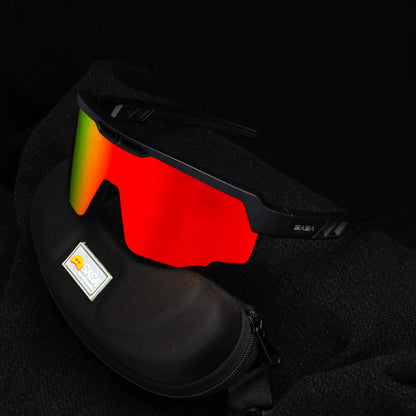 Raptor Matte Black Frame Red Revo Lens Sports Sunglasses for Cricket I Cycling I Marathon