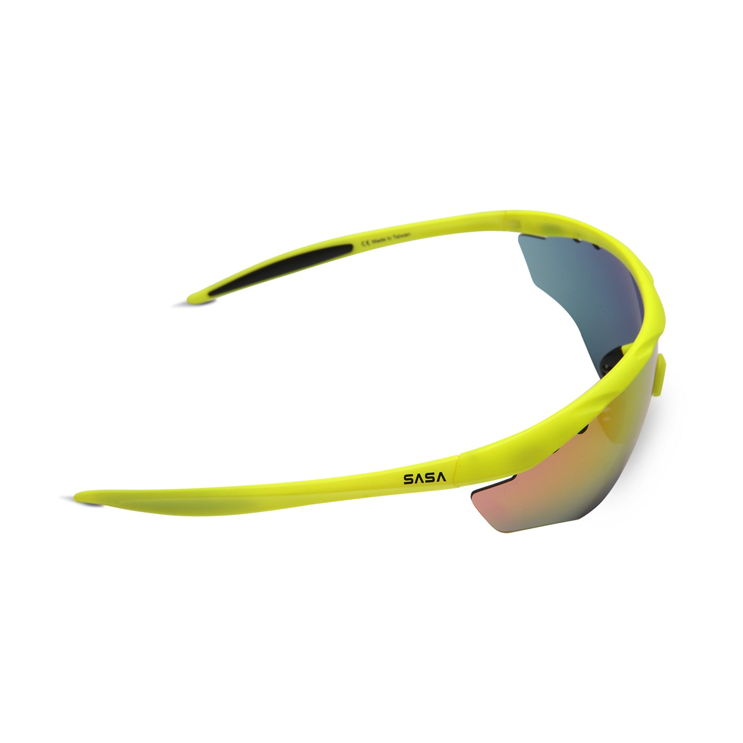 SASA Hawkeye Neon Yellow Frame Red Revo Lens Sports Sunglasses