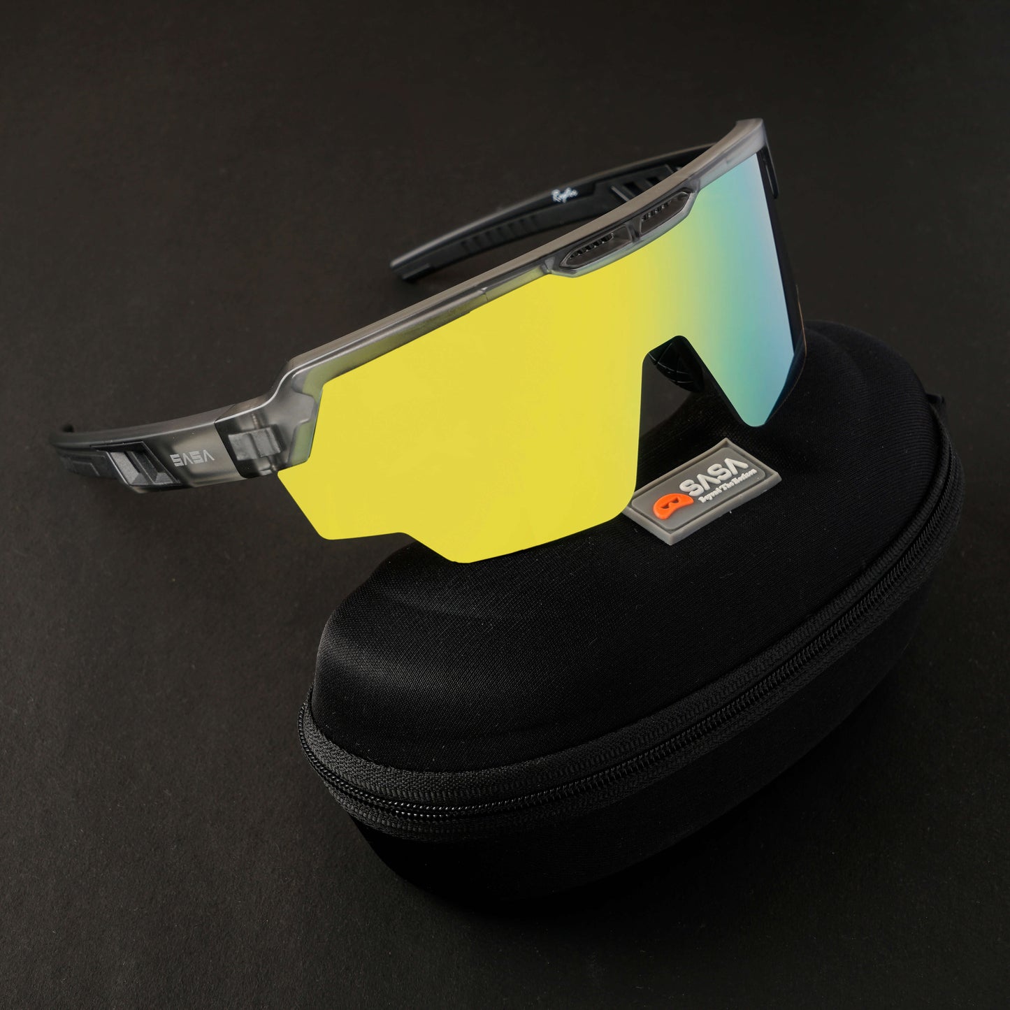 Raptor Translucent Grey Frame Yellow Revo Lens Sports Sunglasses for Cricket I Cycling I Marathon