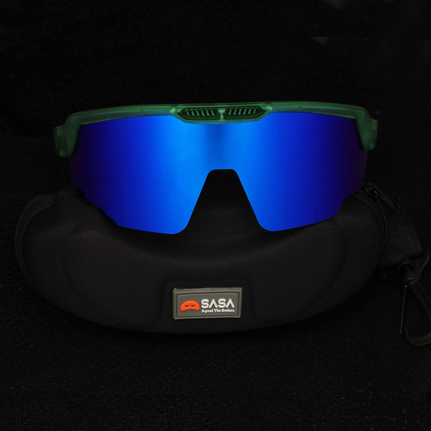 Raptor Translucent Green Frame Blue Revo Lens Sports Sunglasses for Cricket I Cycling I Marathon