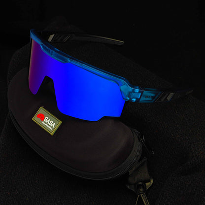 Raptor Translucent Blue Frame Ice Blue Revo Lens Sports Sunglasses for Cricket I Cycling I Marathon