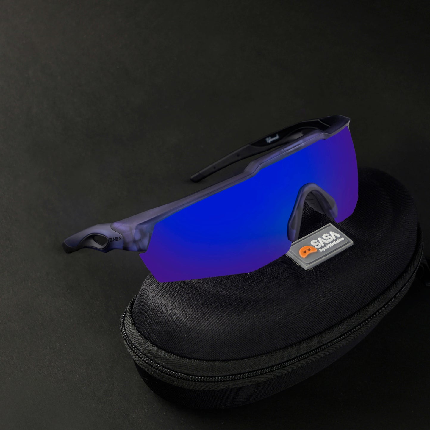 Rebound Translucent Blue Frame Blue Revo Lens Sports Sunglasses