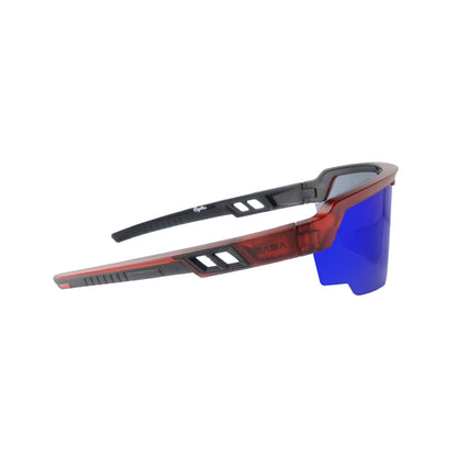 Raptor Translucent Red Frame Blue Revo Lens Sports Sunglasses for Cricket I Cycling I Marathon