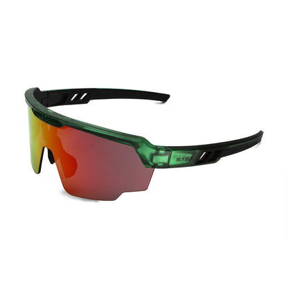 Raptor Translucent Green Frame Red Revo Lens Sports Sunglasses for Cricket I Cycling I Marathon